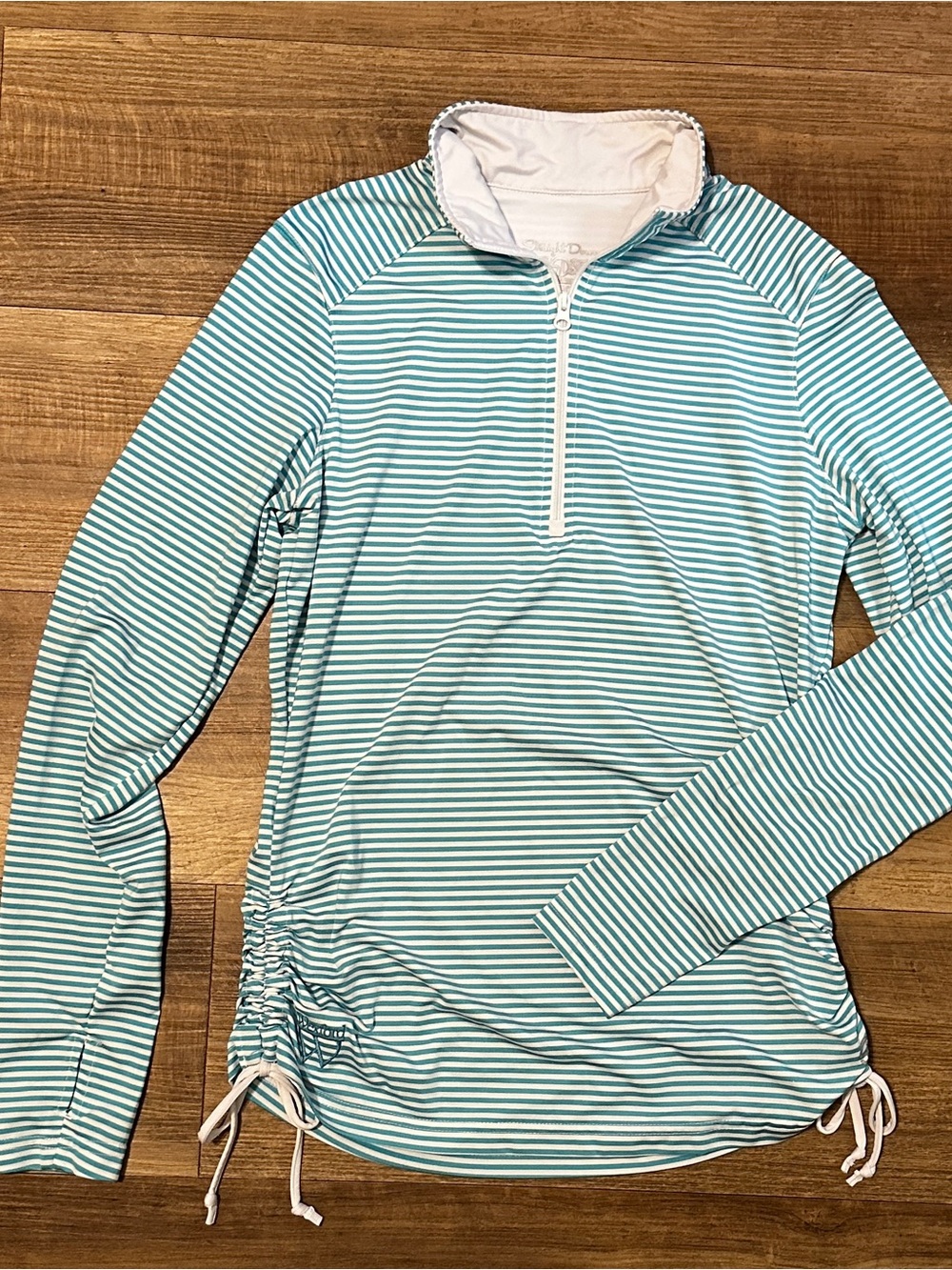 Straight Down Turquoise Stripe Long-Sleeve 1/4 Zip